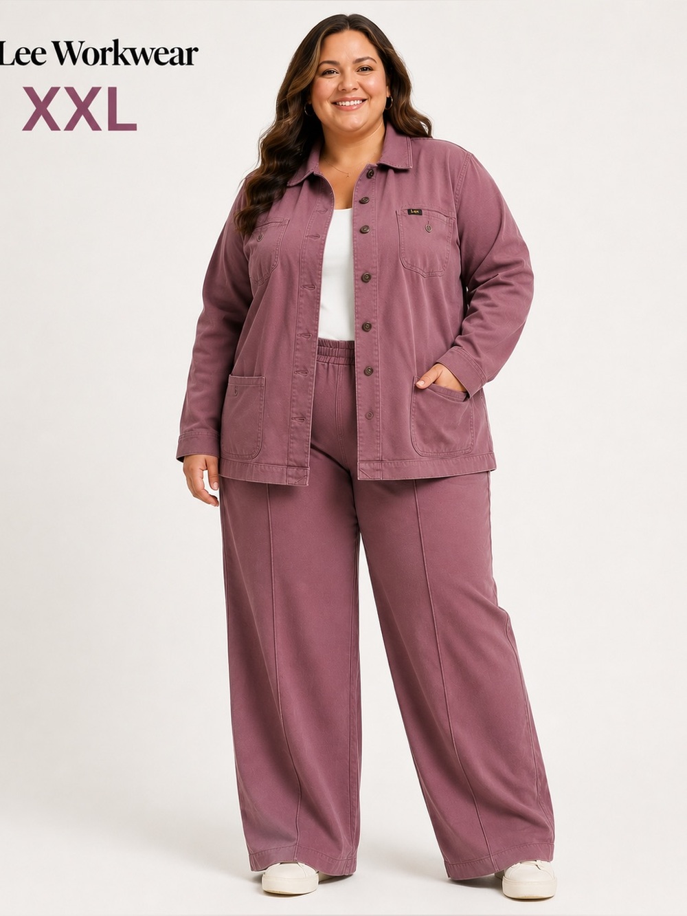 Lee Workwear XXL Mauve Utility Jacket Pants Set Stretch Wide Leg